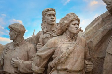 1976 'da vefat eden Çin Komünist Partisi Başkanı Mao Zedong' un son dinlenme yeri olan Başkan Mao 'nun Anıt Salonu' ndaki insanların anıtı.