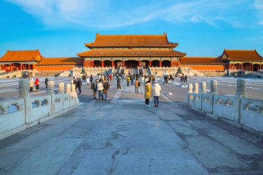 Pekin, Çin - 9 Ocak 2020: Taihadi (Yüksek Uyum Kapısı), 1420 yılında kurulan Yasak Şehir 'in en büyük saray kapısı.