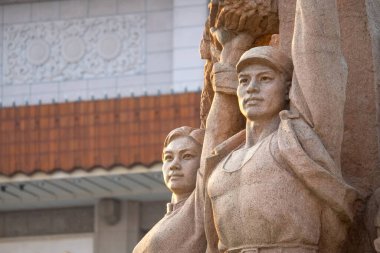1976 'da vefat eden Çin Komünist Partisi Başkanı Mao Zedong' un son dinlenme yeri olan Başkan Mao 'nun Anıt Salonu' ndaki insanların anıtı.
