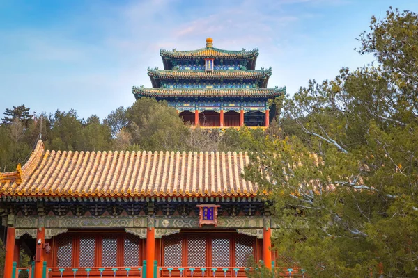 Jingshan Park Achter Verboden Stad Het Beijing Imperial Palace China — Stockfoto