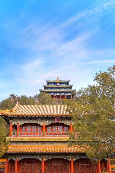 Jingshan Park Severním Konci Zakázaného Města Císařský Palác Pekingu Čína — Stock fotografie