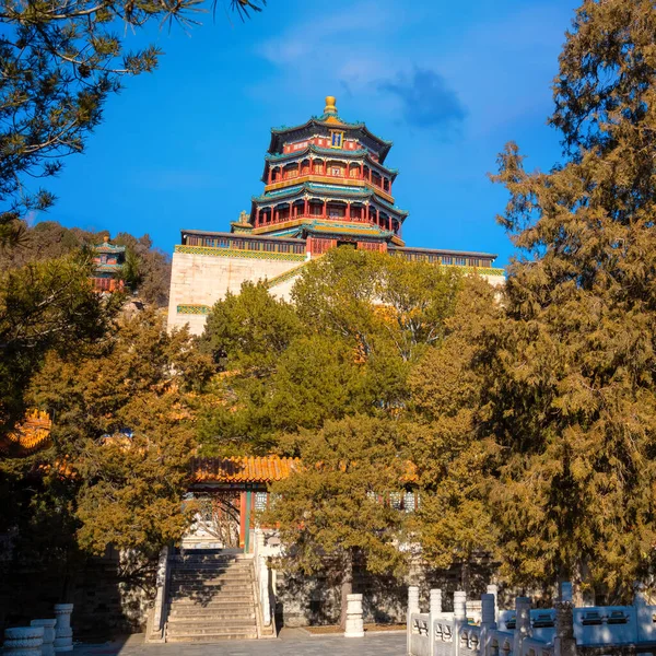 Torre Incenso Budista Foxiangge Palácio Verão Pequim China — Fotografia de Stock