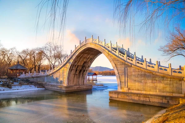 Most Xiuyi Stojí Největším Ústí Jezera Kunming Letním Paláci Pekingu — Stock fotografie