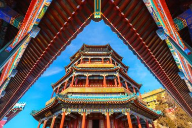 Çin, Pekin 'deki Yaz Sarayı' nda Budist Tütsü Kulesi (Foxiangge)