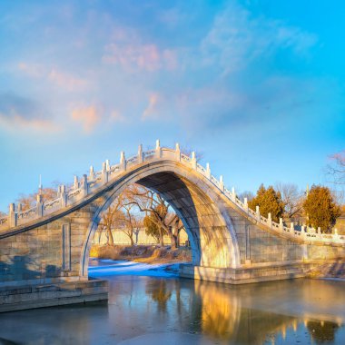 Çin, Pekin 'deki Yaz Sarayı' ndan Xiuyi Köprüsü.