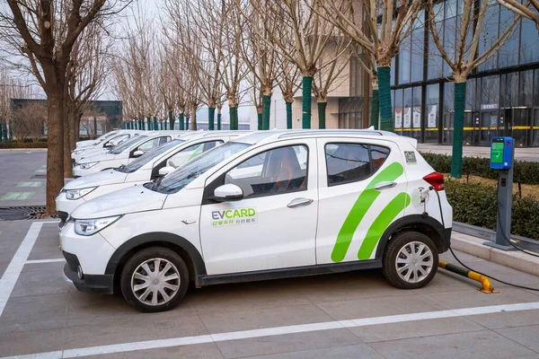 Tianjin China Jan 2020 Electric Veihicle Cars Parked Charging Station — Stock Photo, Image