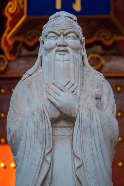 Staty Konfucius Vid Konfuciustemplet Peking Kina — Stockfoto