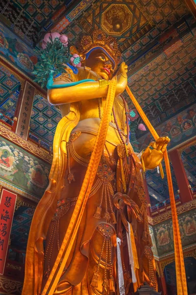 Pequim China Janeiro 2020 Estátua Religiosa Templo Yonghegong Lama Palácio — Fotografia de Stock