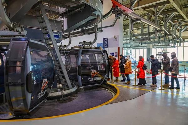 Peking Kina Jan 2020 Kabelbilen Till Kinesiska Muren Vid Badaling — Stockfoto