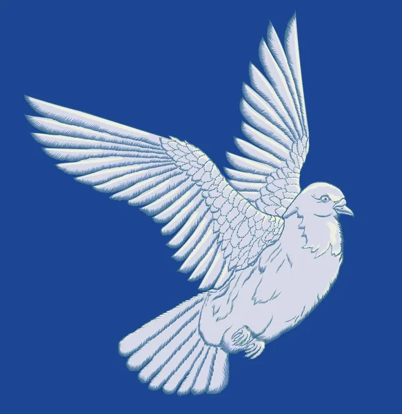 Galamb Repül Fehér Vektor Vadgalambok Sötét Kék Háttérrel Béke Szimbóluma — Stock Vector