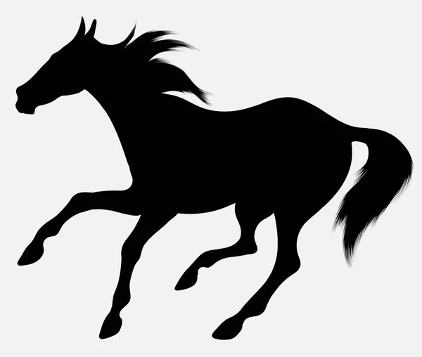 Silhouette Vectorielle Noire Cheval Longue Crinière Galopante Libre Clip Art — Image vectorielle