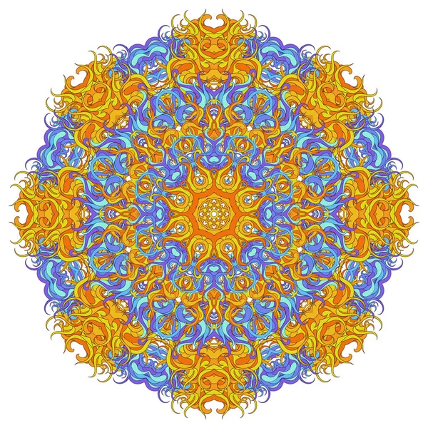 Traceria Decoración Radial Abstracta Patrón Circular Indio Mandala Floral Ornamental — Archivo Imágenes Vectoriales