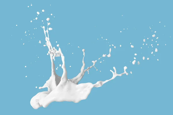 Foto Latte Spruzzi Liquido Bianco Con Gocce Isolate Sfondo Nero — Foto Stock