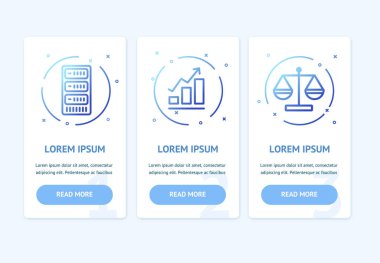 Oneboarding App ekranları ayarlayın. Vektör