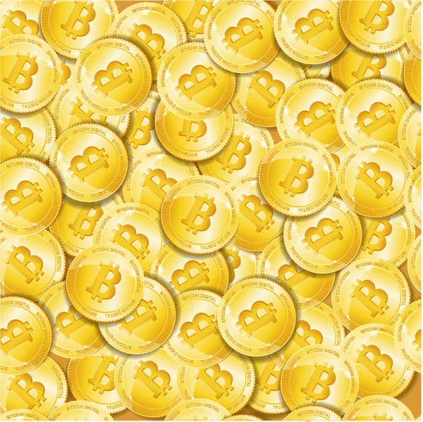 Realistic Detailed 3d Golden Bitcoin Seamless Pattern Background. Vector — Stock Vector