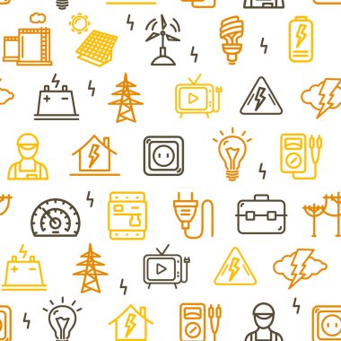 Elektrik işaretleri Dikişsiz desen arka plan. Vektör