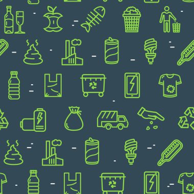 Çöp kutusu işaretleri Dikişsiz desen arka plan. Vektör