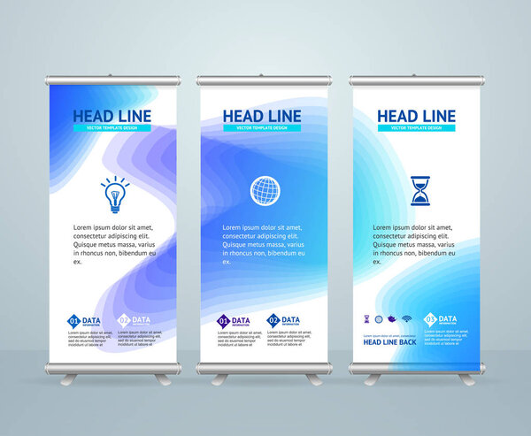 Roll Up Banner Stand Design Template. Vector