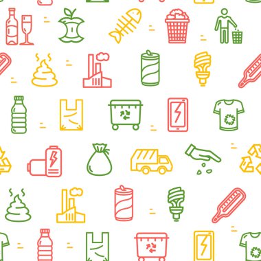 Çöp kutusu işaretleri Dikişsiz desen arka plan. Vektör