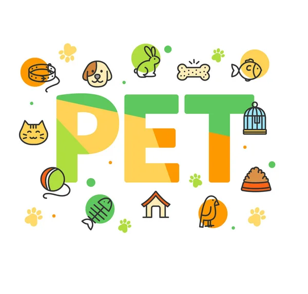 Pet Shop Signs Concept Card Poster. Vettore — Vettoriale Stock