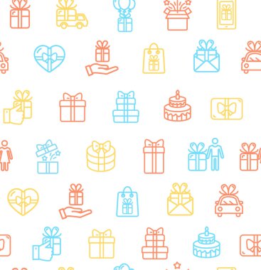 Mevcut hediye işaretleri Dikişsiz desen arka plan. Vektör