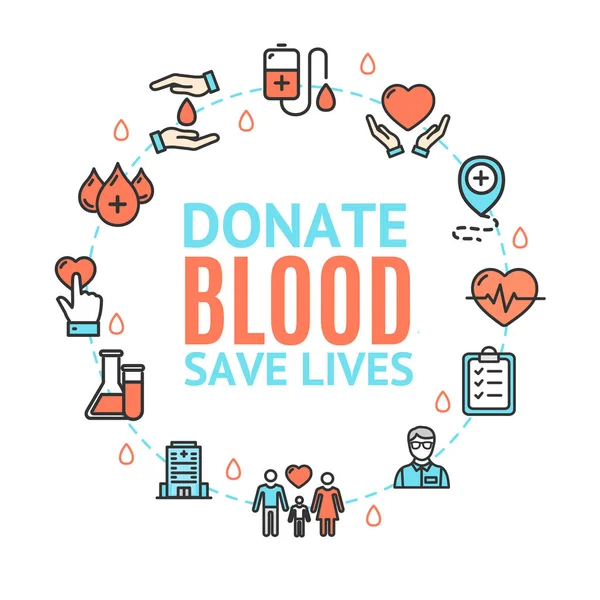 Concetto di donazione di sangue. Vettore — Vettoriale Stock
