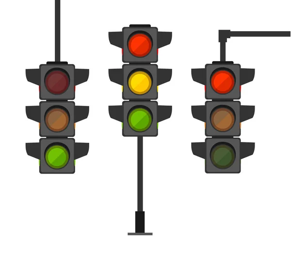 Desenhos animados semáforo diferentes tipos de conjunto. Vetor —  Vetores de Stock