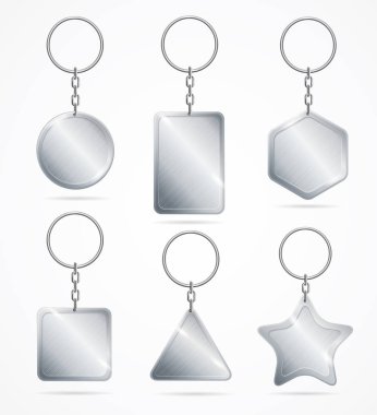 Realistic Detailed 3d Empty Template Keychain Set. Vector clipart