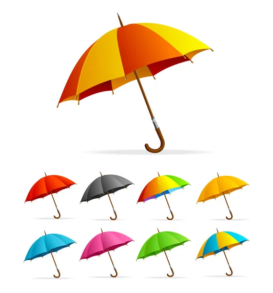 Realistic Detailed 3d Color Umbrella Set. Vector — Stock Vector