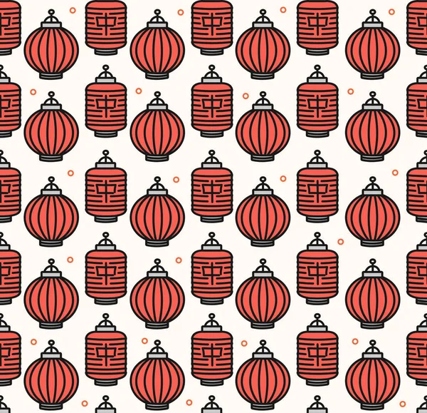 Chinês tradicional lanternas sem costura padrão de fundo. Vetor — Vetor de Stock
