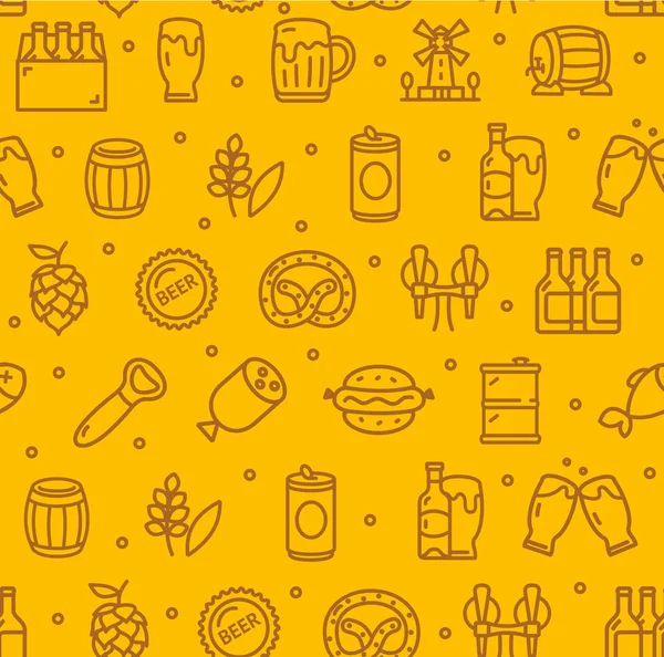 Bier und Oktoberfest Zeichen nahtlose Muster Hintergrund. Vektor — Stockvektor