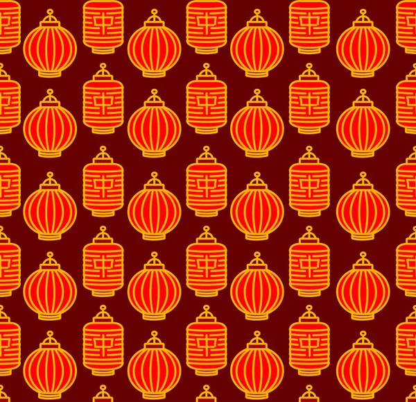 Linternas tradicionales chinas sin costura Patrón de fondo. Vector — Vector de stock