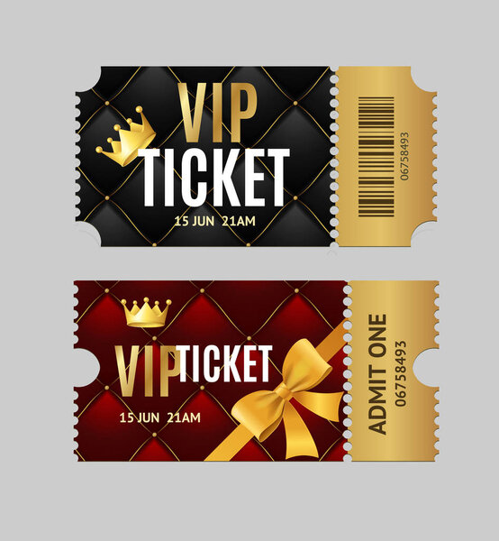 Realistic Detailed 3d Vip Tickets Set. Vector