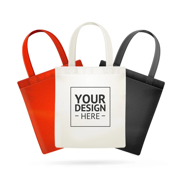 Realistic Detailed 3d Tote Bag Color Set. Vector — Stock Vector