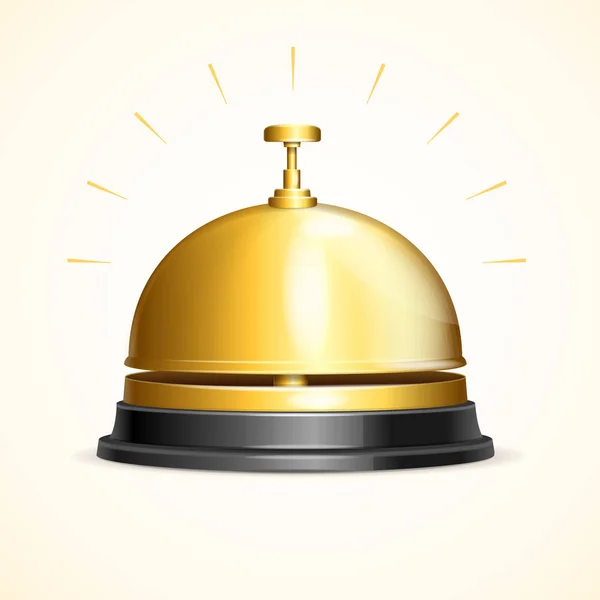 Réaliste 3d détaillée brillant métallisé d'or Réception Bell. Vecteur — Image vectorielle