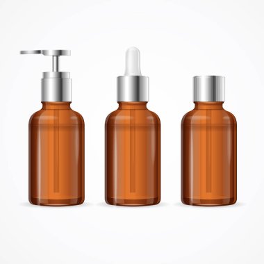 Gerçekçi detaylı 3d boş ilaç Kozmetik şişe şablon Mockup ayarlayın. Vektör