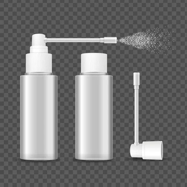 Modelo de spray de garrafa em branco 3d detalhado realista Mockup Set. Vetor — Vetor de Stock