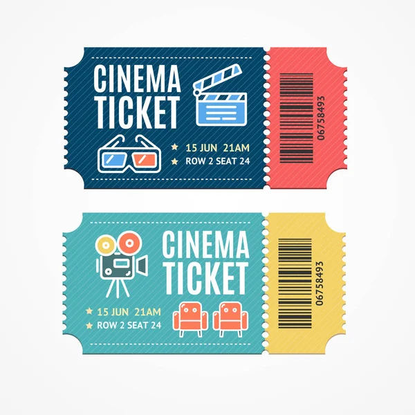 Cinema Movie Tickets Set with Elements. Vector — Stock Vector