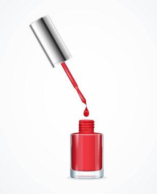 Gerçekçi detaylı 3d kırmızı tırnak cilası. Vektör