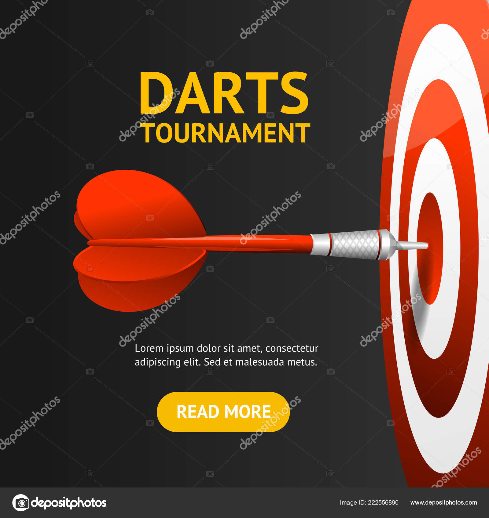 Realistic Detailed 3d Dartboard with Darts Banner Vector