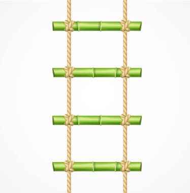 Gerçekçi 3d detaylı Yeşil Bambu merdiven. Vektör