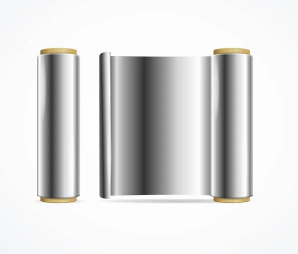 Realistic 3d Detailed Shiny Silver Foil Roll. Vector — Stock Vector