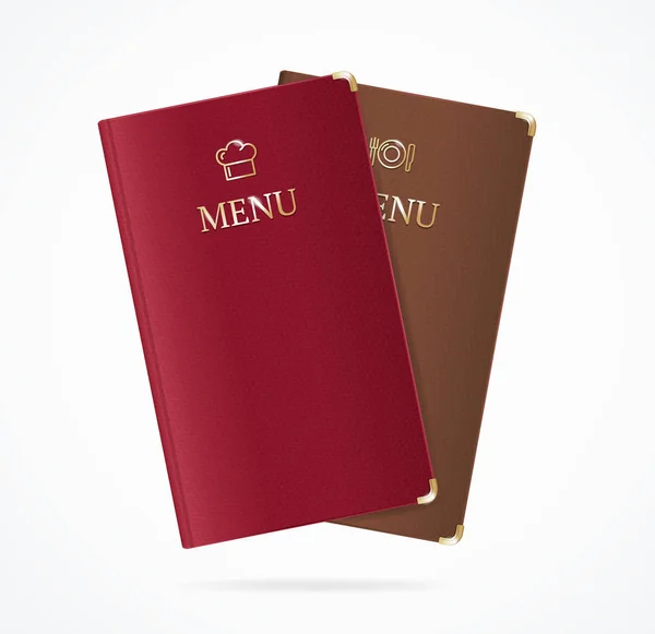 Réaliste détaillée 3d Rouge et Brown Menu Restaurant Set. Vecteur — Image vectorielle