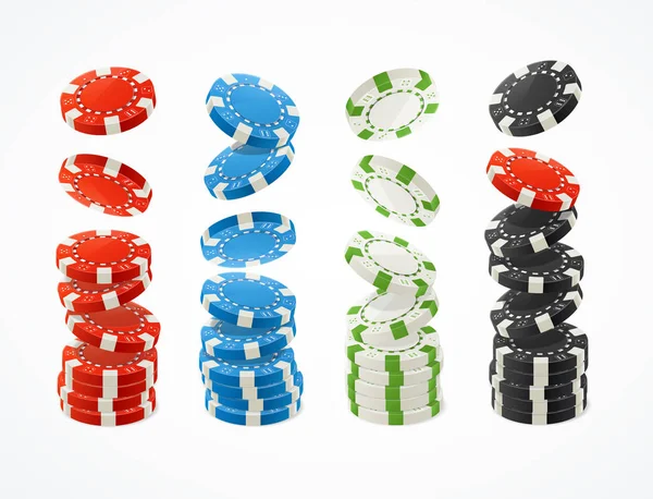 Realistico dettagliato 3d Poker Chips Stack Set. Vettore — Vettoriale Stock