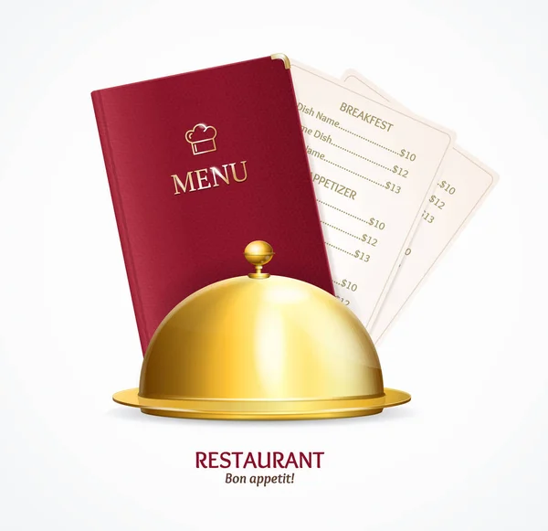 Realista detallado 3d restaurante menú concepto. Vector — Vector de stock