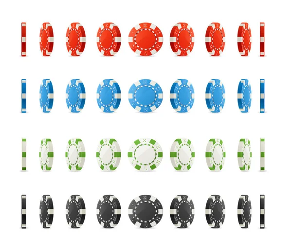 Réaliste détaillée 3d Poker Chips Set différentes positions. Vecteur — Image vectorielle