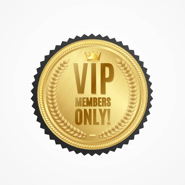 Realistisk 3d detaljerad Vip medlemmar bara Golden Badge. Vektor — Stock vektor