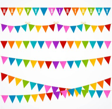 Gerçekçi 3d detaylı kirazkuşları bayrağı ayarlanmış Garland. Vektör