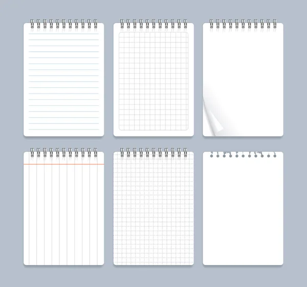 Realistische 3D-gedetailleerde Notebook bekleed spiraal Set. Vector — Stockvector