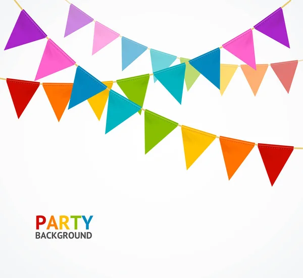 Carte de bannière Party Concept avec drapeau de guirlande Buntings. Vecteur — Image vectorielle